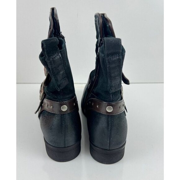 Miz Mooz Sammie Indigo Blue Buckle Ankle Boots Size 38 7.5-8 M - Picture 4 of 11